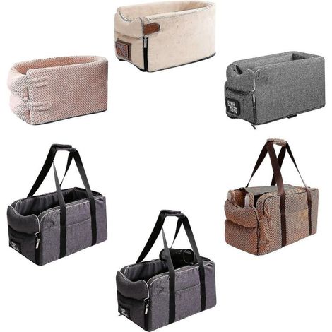 Tapis de voiture portable pour chien, cage de transport, siège de sécurité, commande centrale, accoudoir universel, accessoires pour animaux de compagnie, gris avec housse (1/3)