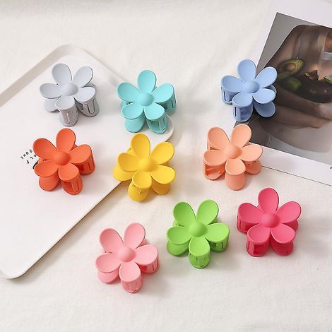 lot De 9 Grandes Pinces Cheveux, Pinces Cheveux Antidrapantes En Forme De Fleur Mate Pour Femme Pinces Cheveux Pince Griffes Colore Pour Femm (1/5)