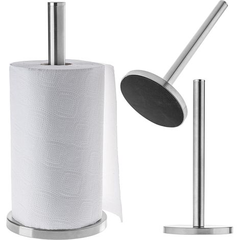 Porte-Rouleau d'Essuie-Tout en Acier INOX, Support de Cuisine au Design Raffiné pour Rouleau de Essuie Tout, Accessoire Pratique pour la Maison (Argent) (1/5)