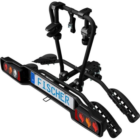 FISCHER Portabici frizione SmartLine Black, per 2 biciclette fino a 50 kg di carico utile, per gancio di traino, pieghevole, parzialmente montato, con protezione del telaio integrato (1/5)