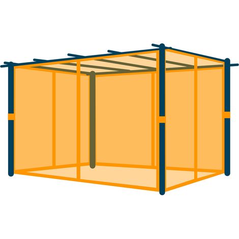 PRIMEYARD Moskitonetze für Pergola Classic 3x4 m - Polyester - mit Schienensystem und Reißverschluss - grau