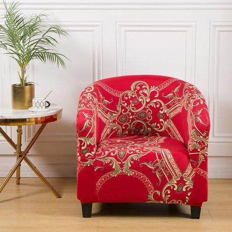 Housse De Fauteuil Extensible Housse De Chaise Imprimé Amovible Lavable Housse De Canapé Modern Revêtement De Fauteuil Pour Comptoir De Bar Salon Salle À Manger Réception Bureau (26) (1/5)