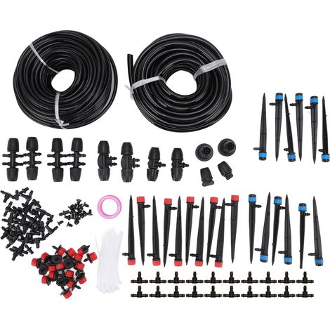 Lot de 4/7 irrigation goutte-à-goutte automatique 30m pour serre, kit micro-arrosage jardin, système économique en eau pour plantes.