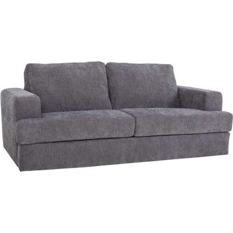 Canapé convertible express - 3 places - IGOR - Tissu gauffré - Gris souris - Matelas 15 cm - 211 x 107 x 90 cm - DUNLOPILLO (1/5)