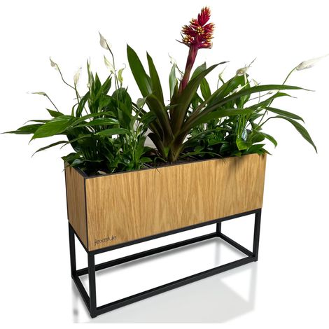 FIORINO Eichenholz-Blumenständer im Loft-Stil, 62 x 22 x 40 cm