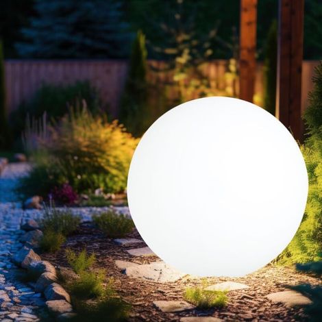 Sphère lumineuse LED pour jardin extérieur, avec branchement secteur, piquet blanc, 20 cm (1/5)