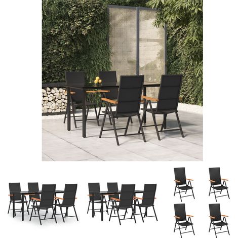 Gartenstühle - vidaXL 5-tlg. Garten-Essgruppe Schwarz und Braun Poly Rattan - Esstisch (1/5)