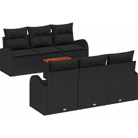 Maison Exclusive - Gartensofa-set mit Speicher 7 pcs Schwarz Poly