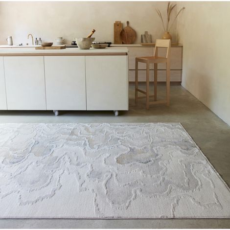 Seville 02 Setas Short Pile Rug Modern Abstract Soft Touch Silky Rug in Beige Natural 160 x 240 cm