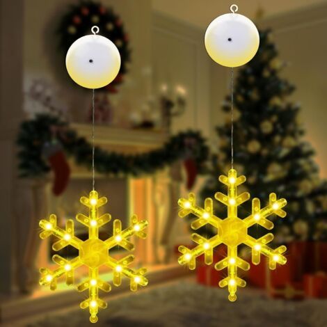 Lumière de Fenêtre à Ventouse LED, 2 Pièces Lumières de Ventouse de Noël, LED Rideau Suspendu Lumière, Lumière de Fenêtre de Noël Suspendue avec Ventouse pour Décoration de Noël, Fête, Mariage (1/5)