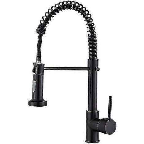 Robinet mitigeur de cuisine noir mat avec douchette extensible (1/5)