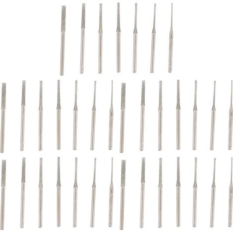 35 forets diamantés pour la sculpture sur pierre - Fraises à pointe bijouterie de 0,8 mm à 2,5 mm - Outil de précision pour le verre, la céramique, l'agate et l'ambre (1/5)