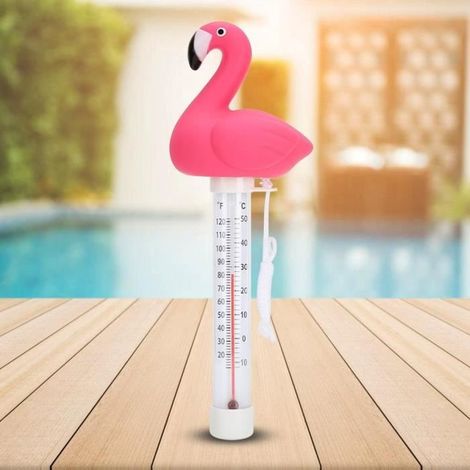 Thermomètre de piscine flottant motif flamant rose - plastique incassable, -10°C à 50°C, 24 cm (1/4)