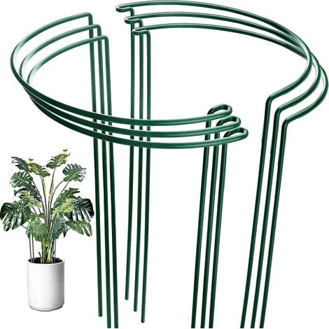 Support de plantes pour pivoines, tuteur de jardin en métal, anneau de maintien pour fleurs, lot de 3, vert, diamètre 35 cm, stable et durable (1/4)