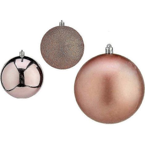Boules de Noël Krist+ en plastique rose 10 cm, lot de 6