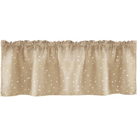 Rideau Fenêtre Polyester Étoiles Argentées Occultant Salon Chambre Cuisine Beige 1 Pièce (1/5)