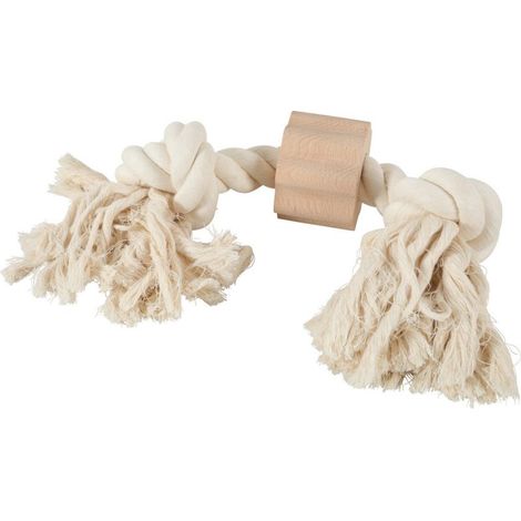 Corde à double nœud, dimensions : 3 cm de diamètre x 42 cm de longueur, jouet pour chien. (1/5)