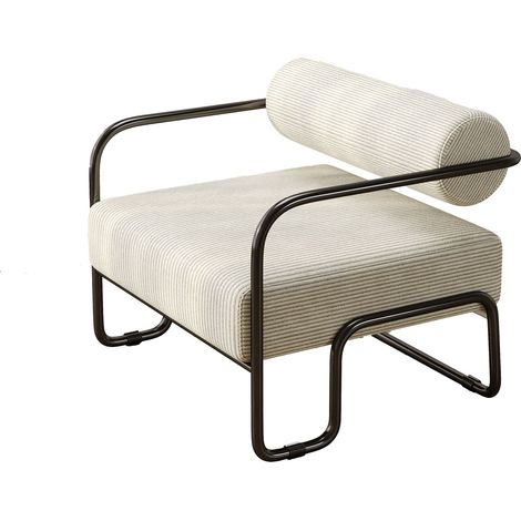 CAIziFauteuil lounge moderne avec dossier élégant 68.5×73×70.5CM – revêtement en velours côtelé doux et structure en métal noir. Design minimaliste pour salon, chambre ou bureau