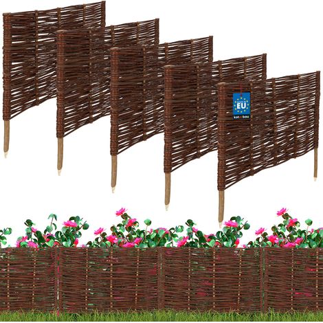 KOTARBAU® Gartenzaun-Palisaden-Einfassung, Weidengeflecht-Zaun, 60 x 40 cm, 5er-Set