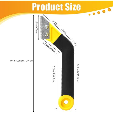 Outil jaune pour retirer les joints de carrelage, grattoir de nettoyage avec poignée ergonomique et lame résistante, idéal pour enlever les joints usés et faciliter les travaux de rénovation. (1/5)
