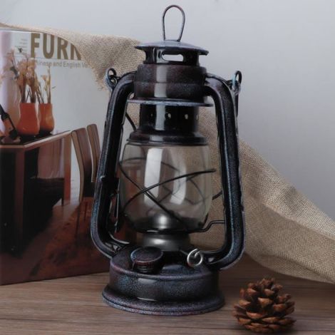 Lampe À Pétrole - Fer Forgé - 24 Cm - Pour Camping Et Intérieur - 1 Pièce (1/4)