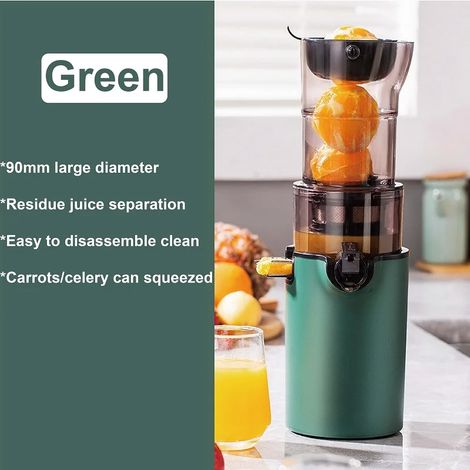 Extracteur de jus à basse vitesse (vert) 2 L, extracteur de jus spiralé multifonctionnel pour fruits et légumes. (1/5)