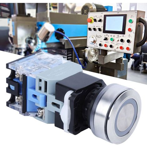 Interrupteur à bouton-poussoir compact 30mm avec voyant bleu, 12V AC/DC (autobloquant) (1/5)