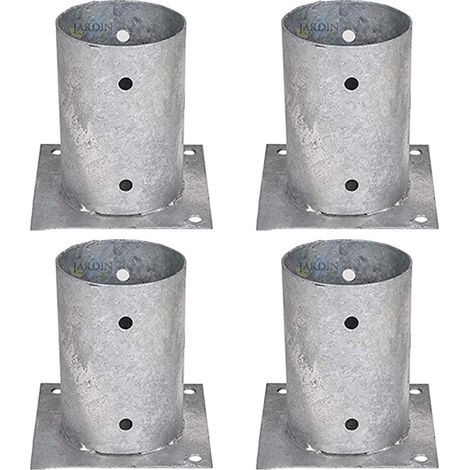 Suinga Base para Poste 10 cm Acero Pack 4 Soporte para Postes de Madera Redondos para Anclaje en Suelo Escuadras Fijacion (1/5)