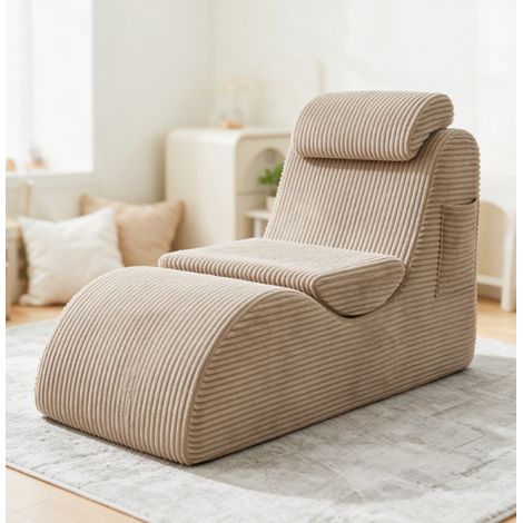 Fauteuil de loisirs moderne design unique, mousse HR anti-fatigue, coussin amovible avec housse, poche, velours, 160x66x79cm, 200kg (1/5)