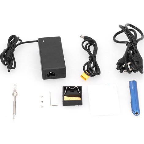 Kit fer à souder électrique mini avec adaptateur secteur 19V SQ-001, bleu, prise UE 100-240V, station de soudage portable pour réparations électroniques et bricolage. (1/5)