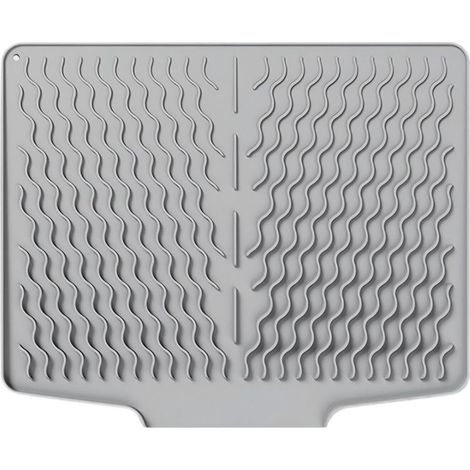 Tapis de Séchage Vaisselle en Silicone, Universel Antidérapant Tapis Absorbant Vaisselle en Silicone pour Cuisine, Séchage Rapide, Résistant à la Chaleur, 40 x 33cm (Gris) (1/5)