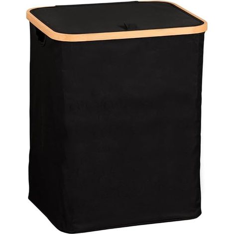 Panier à Linge Noir - Bambou FSC - Panier Rigide 54L - Livraison gratuite (1/3)