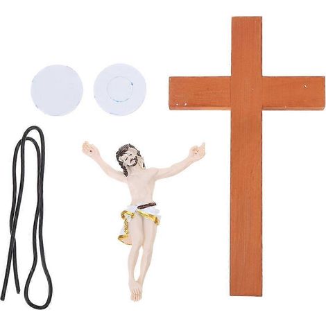 Croix innovante en bois représentant Jésus-Christ faisant du saut à l'élastique