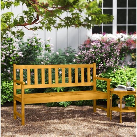 siège banc jardin table pliante bois teck 149 cm OKMYHOME (1/5)