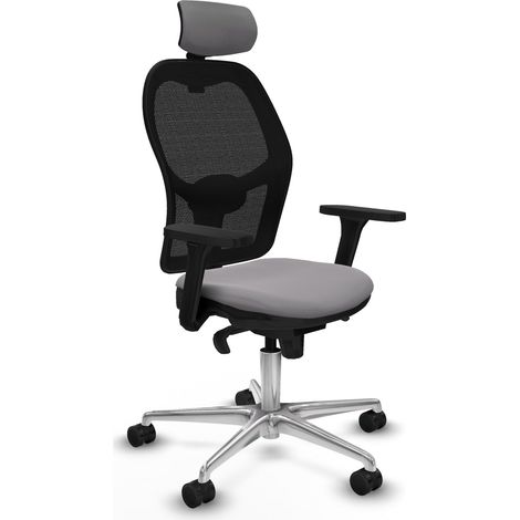 Chaise de bureau piqueras y crespo Jorquera simili cuir gris aluminium (1/2)