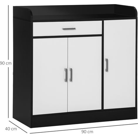 Meuble de cuisine moderne en MDF (2 placards, 1 tiroir, avec étagères réglables), 90 x 40 x 90 cm (1/5)