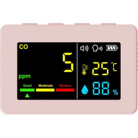 [NEVER USED]  Portable 3-in-1 air quality meter, CO, temperature and humidity, color screen, carbon monoxide detector with voice alarm and battery display,