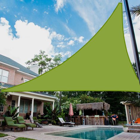 (Vert, 3x3x3m) Voile d'ombrage triangulaire portable, facile à installer, adaptée aux piscines et aux terrasses. (1/4)