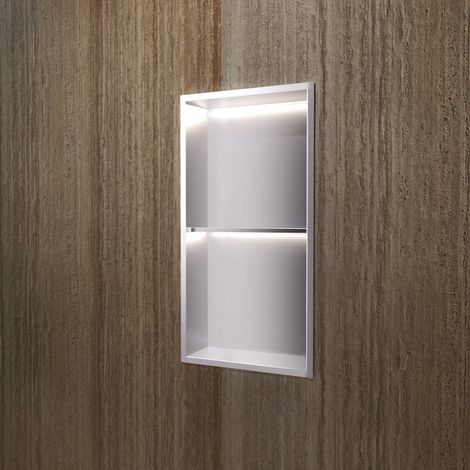 Hornacina de ducha MARSHALL con LED cromo cepillado (1/3)
