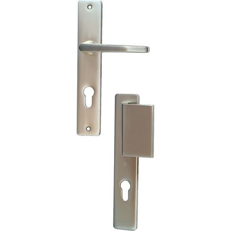 Ensemble portes palières sur plaques Zürich, aluminium anodisé ton champagne, clé I - HOPPE
