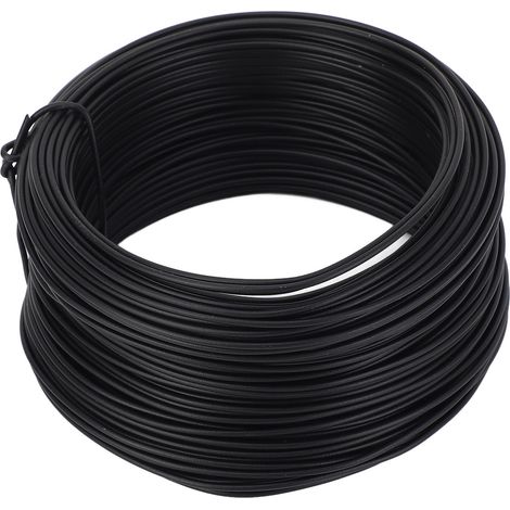 Fil de fer électro-galvanisé, 0,9 x 40 m, rond, robuste, flexible et recouvert de PVC noir. (1/5)
