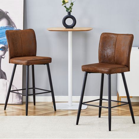 Silla comedor con respaldo ergonómico marrón metálica OKMYHOME (1/5)