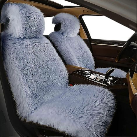 Housses de siège en peau de mouton, design élégant, authentiques coussins de siège auto australiens pleine grandeur, en laine longue douce et chaude, protection hivernale - Universelles (1/4)