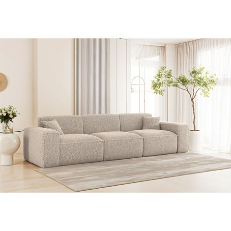 Sofa Designersofa CELES PREMIUM 3-Sitzer in Stoff Sven Cappuccino