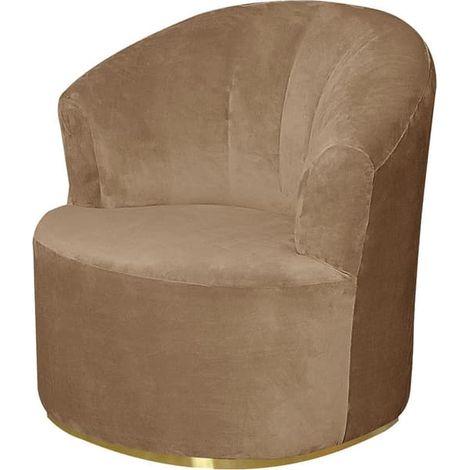 Housse de fauteuil pivotant en velours style médiéval moderne pour fauteuil club rond, canapé simple marron décoratif pour salon, cuisine ou salon. (1/5)