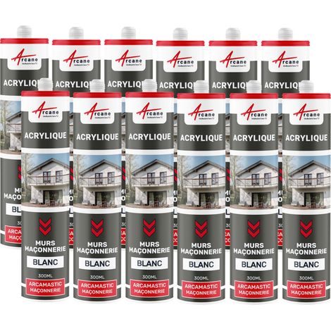 Arcane Industries – Mastic d'étanchéité acrylique 300 ml x 12 – Pour joints muraux et portes – Résistance UV et adhérence renforcée (1/5)