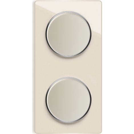 2x Lichtschalter mit Glas-Abdeckrahmen 2fach senkrecht - beige (1/4)