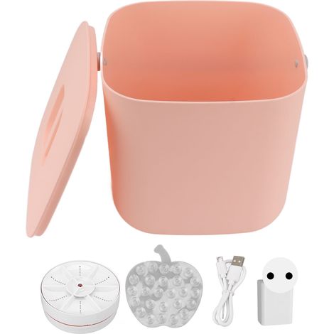 Lave-linge à fruits et légumes Nettoyage en profondeur Fiable Stable Mini lave-vaisselle pour cuisine domestique Seau rose Prise UE 100V à 240V (1/5)