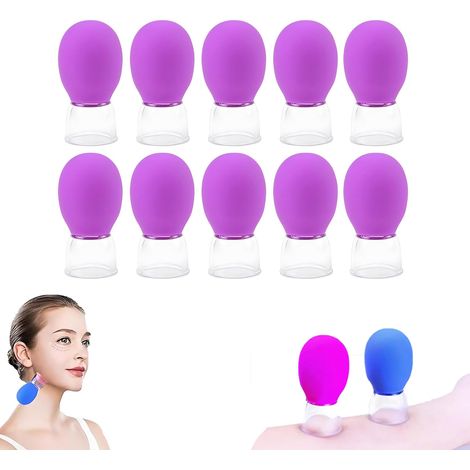 10-teiliges Set aus Glas- und Silikon-Vakuum-Saugern für Gesicht und Augen, geeignet für Schönheitsbehandlungen und Faszienmassage (1/5)