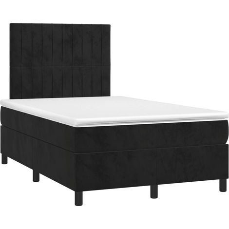 Maison Exclusive - Sommier à lattes de lit avec matelas noir 120x190 cm velours (1/5)